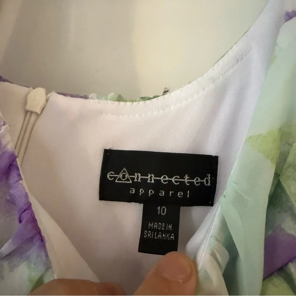 NWOT Connected Apparel Purple White Floral Midi Sundress Sleeveless size 10 - Picture 4 of 10